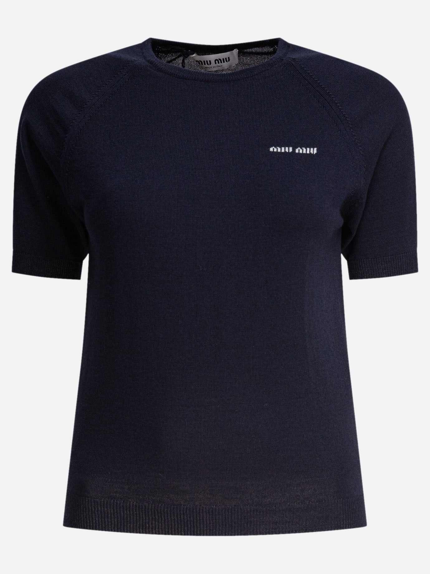 Miu Miu Crew-neck sweater with logo 16345374_38 Blue thumbnail_1