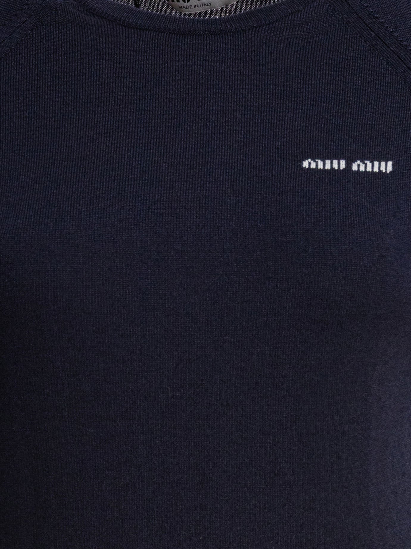 Miu Miu Crew-neck sweater with logo 16345374_38 Blue thumbnail_3
