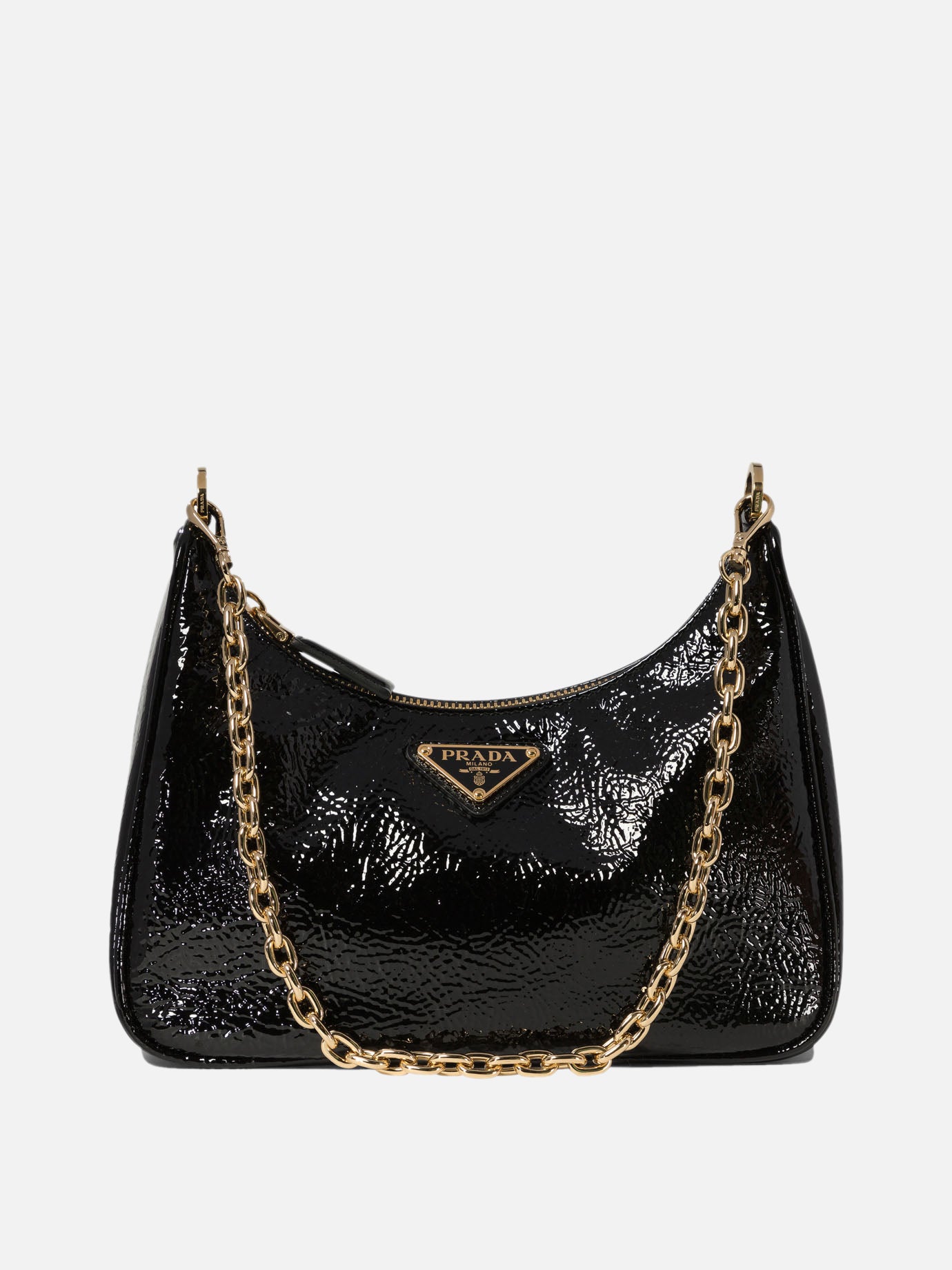 Prada Prada Re-Edition naplak patent leather mini-bag Black