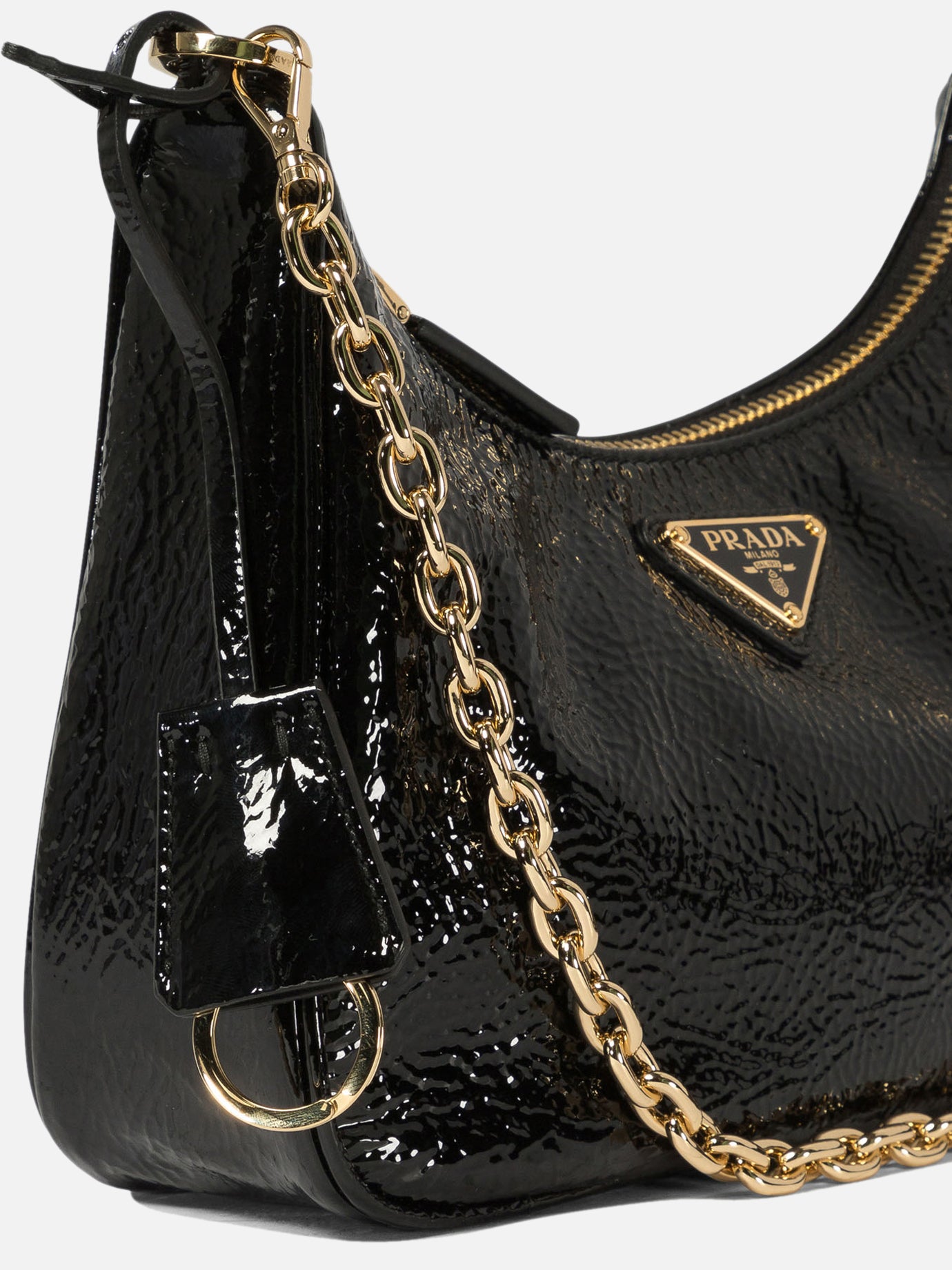 Prada Prada Re-Edition naplak patent leather mini-bag Black