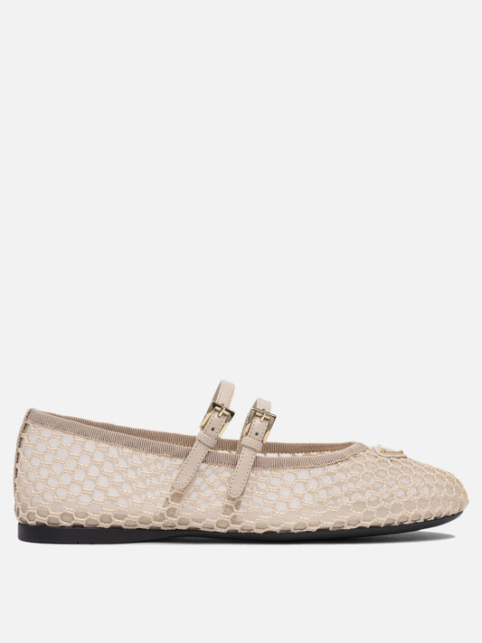 Prada Mesh fabric ballet flats 13564112_37 Pink 1
