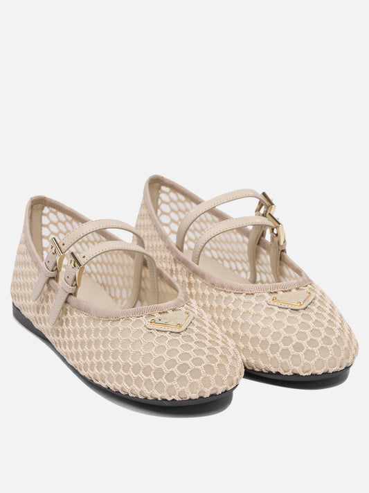 Prada Mesh fabric ballet flats 13564112_37 Pink 2