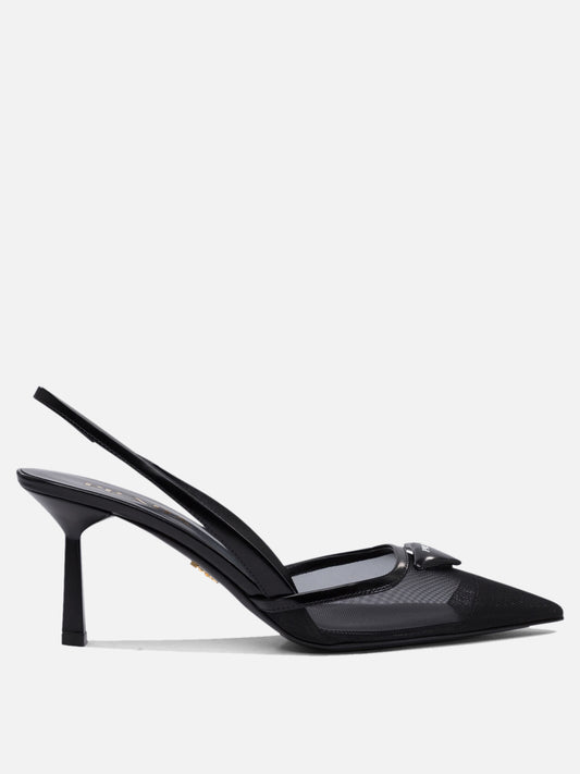 Prada Mesh fabric slingback 75 mm 17564146_36 Black 1