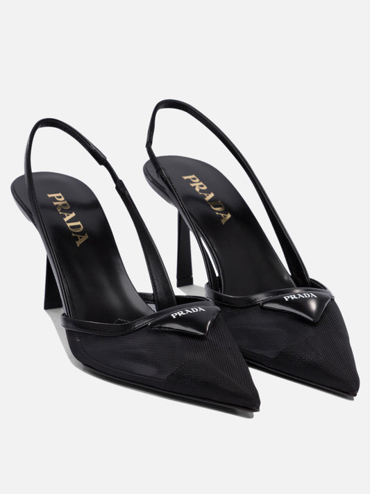 Prada Mesh fabric slingback 75 mm 17564146_36 Black 2
