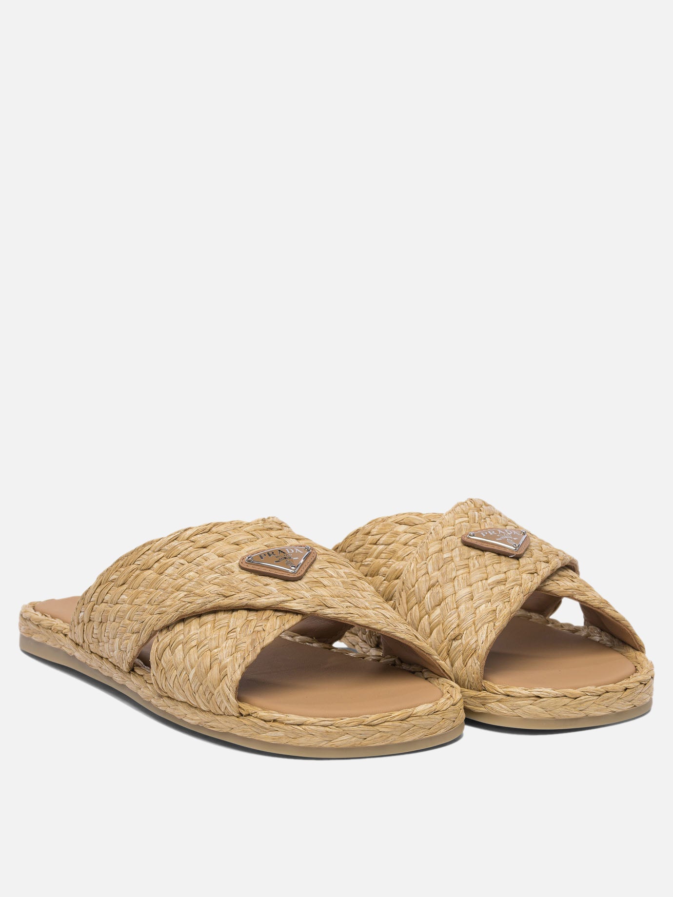 Prada Crisscross raffia slides 18104352_6 Beige thumbnail_2