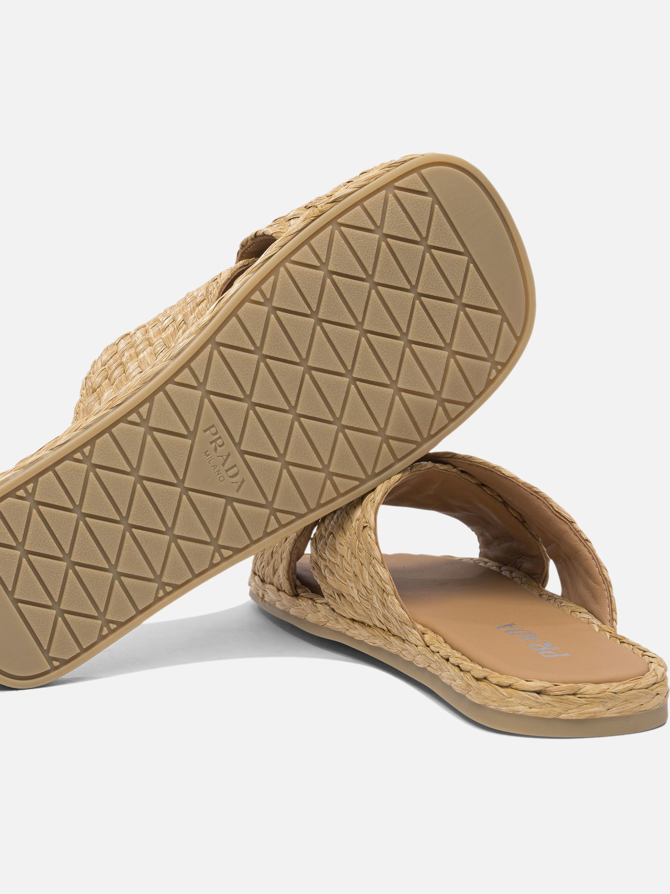 Prada Crisscross raffia slides 18104352_6 Beige thumbnail_5