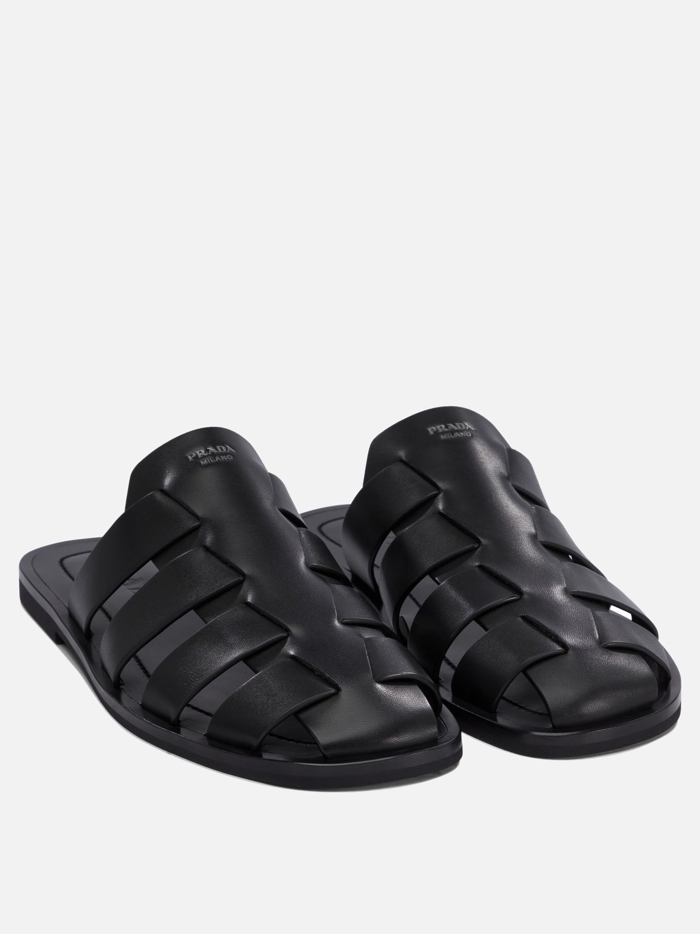 Prada Leather caged sabot Black - Men | VIETTI Online Store Prada Leather caged sabot Black - Men | VIETTI Online Store