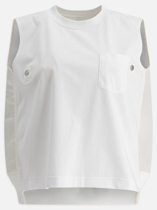 Sacai Cotton jersey and nylon twill tank top 18331646_1 White 1