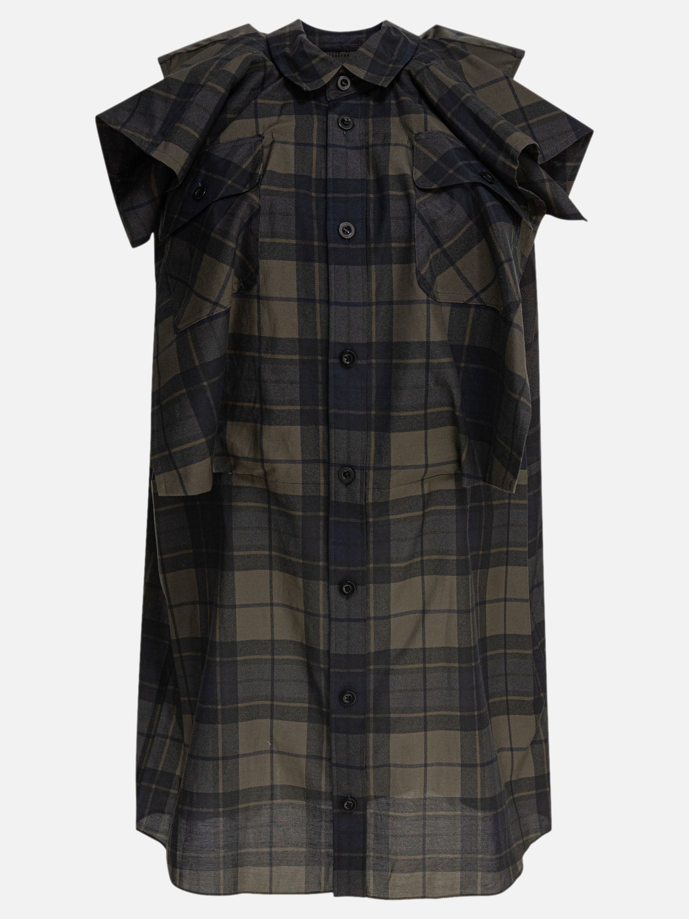 Mini dresses Plaid  Grey - Sacai Women | PDP | VIETTI Online Store | thumbnail