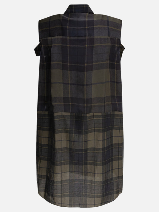 Sacai Plaid print dress 15298046_1 Grey 2