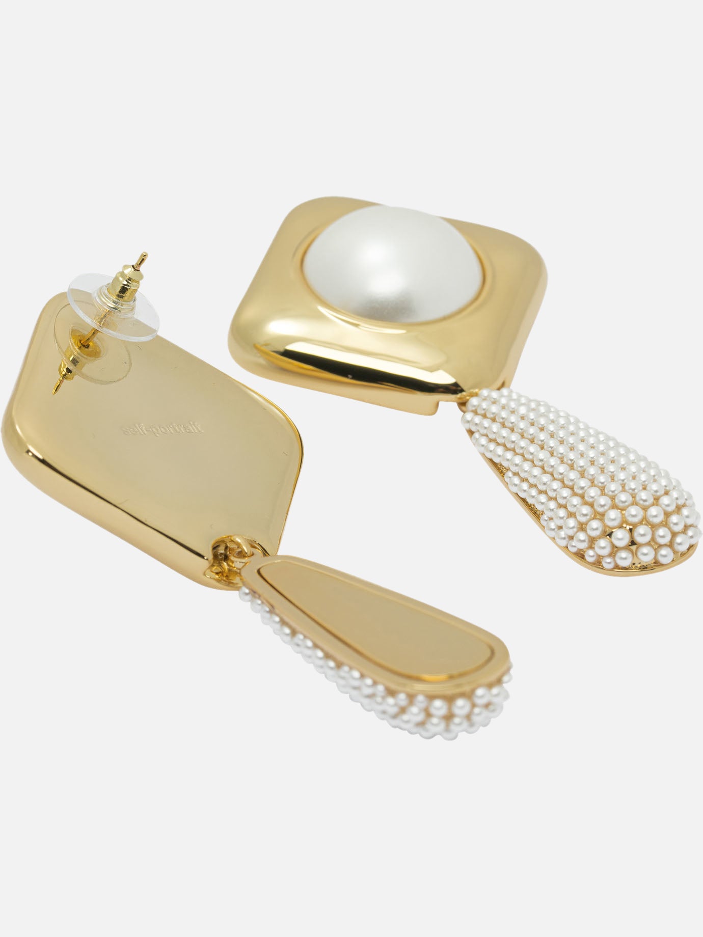 Earrings 80% brass 20% stainless steel - 100% faux pearl  Gold - Self-portrait Women | PDP | VIETTI Online Store | Zoom-Modal_2
