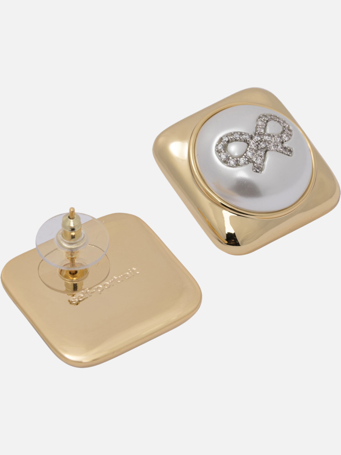 Earrings 80% brass 20% stainless steel - 50% cubic zirconia 50% faux pearl  Gold - Self-portrait Women | PDP | VIETTI Online Store | Zoom-Modal_2
