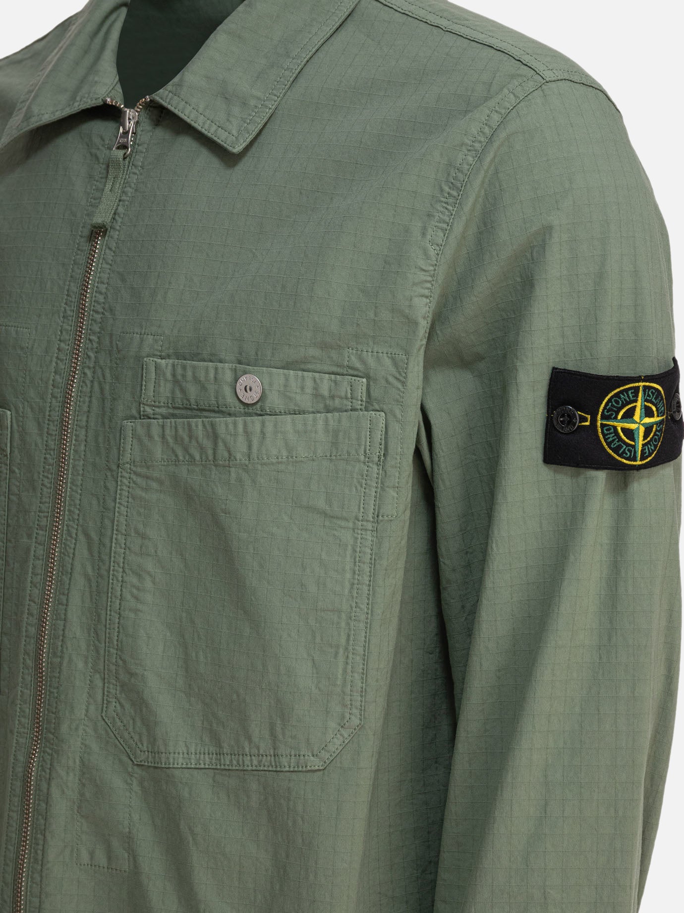 Stone Island Organic cotton ripstot stretch overshirt 15964821_M Green thumbnail_4