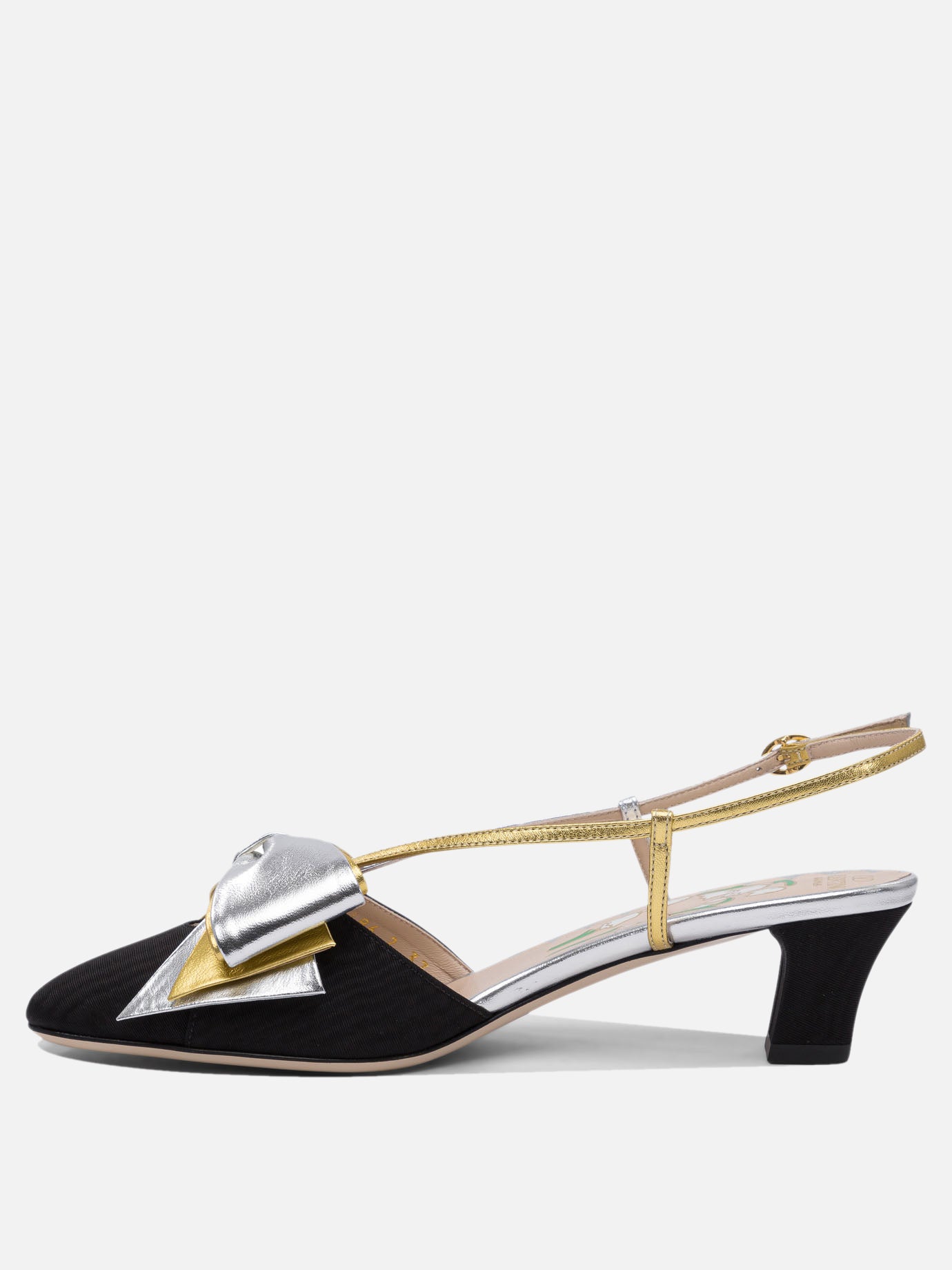 Valentino Garavani &quot;Bowow Moirè 45 mm&quot; slingback pumps 17419593_38 Black thumbnail_3