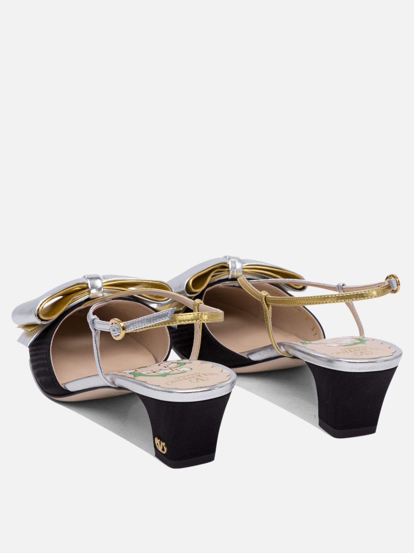 Valentino Garavani &quot;Bowow Moirè 45 mm&quot; slingback pumps 17419593_38 Black thumbnail_4