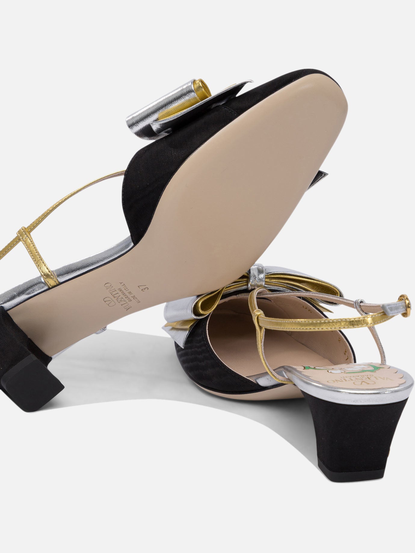 Valentino Garavani &quot;Bowow Moirè 45 mm&quot; slingback pumps 17419593_38 Black thumbnail_5
