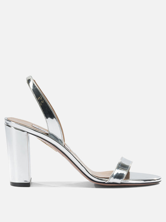 Heeled sandals 40% polyester 38% polyurethane 22% thermoplastic polyurethane - 100% calf leather  Silver - Aquazzura Women | PDP | VIETTI Online Store 
