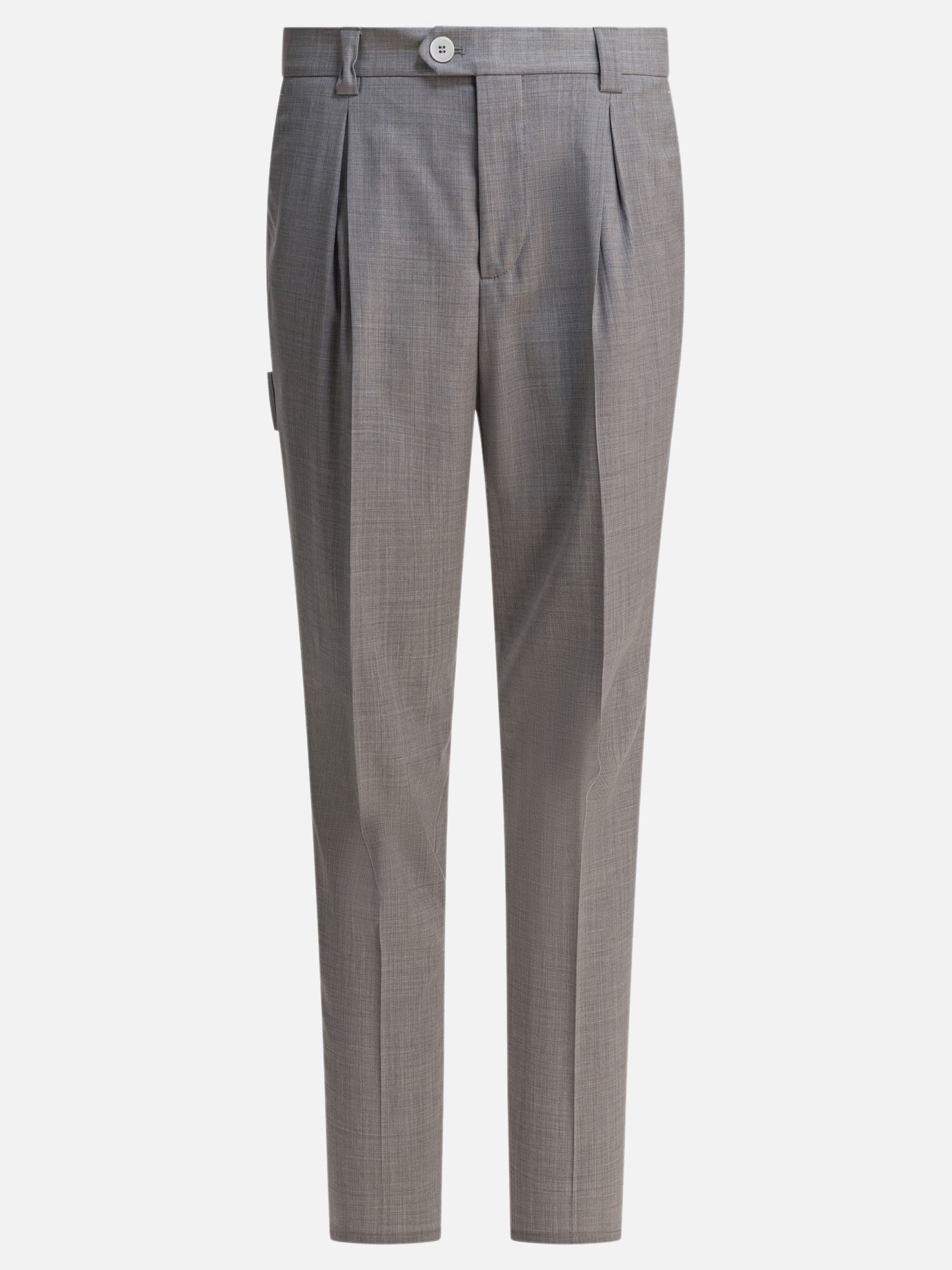 Tailored trousers Solid colour  Grey - Brunello Cucinelli Men | PDP | VIETTI Online Store | thumbnail