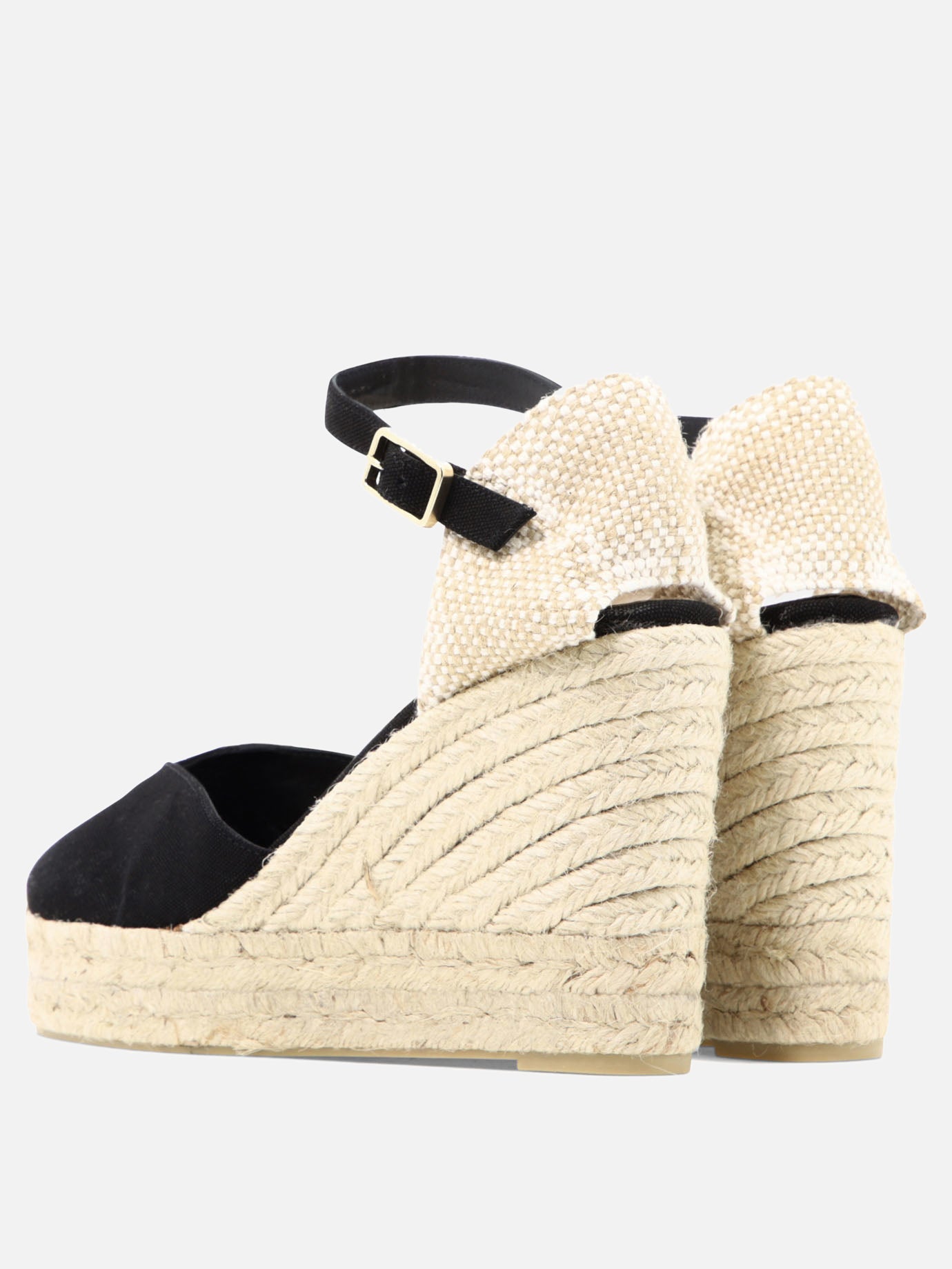 Heeled espadrilles 100% cotton - 100% rubber  Black - Castañer Women | PDP | VIETTI Online Store | thumbnail_4