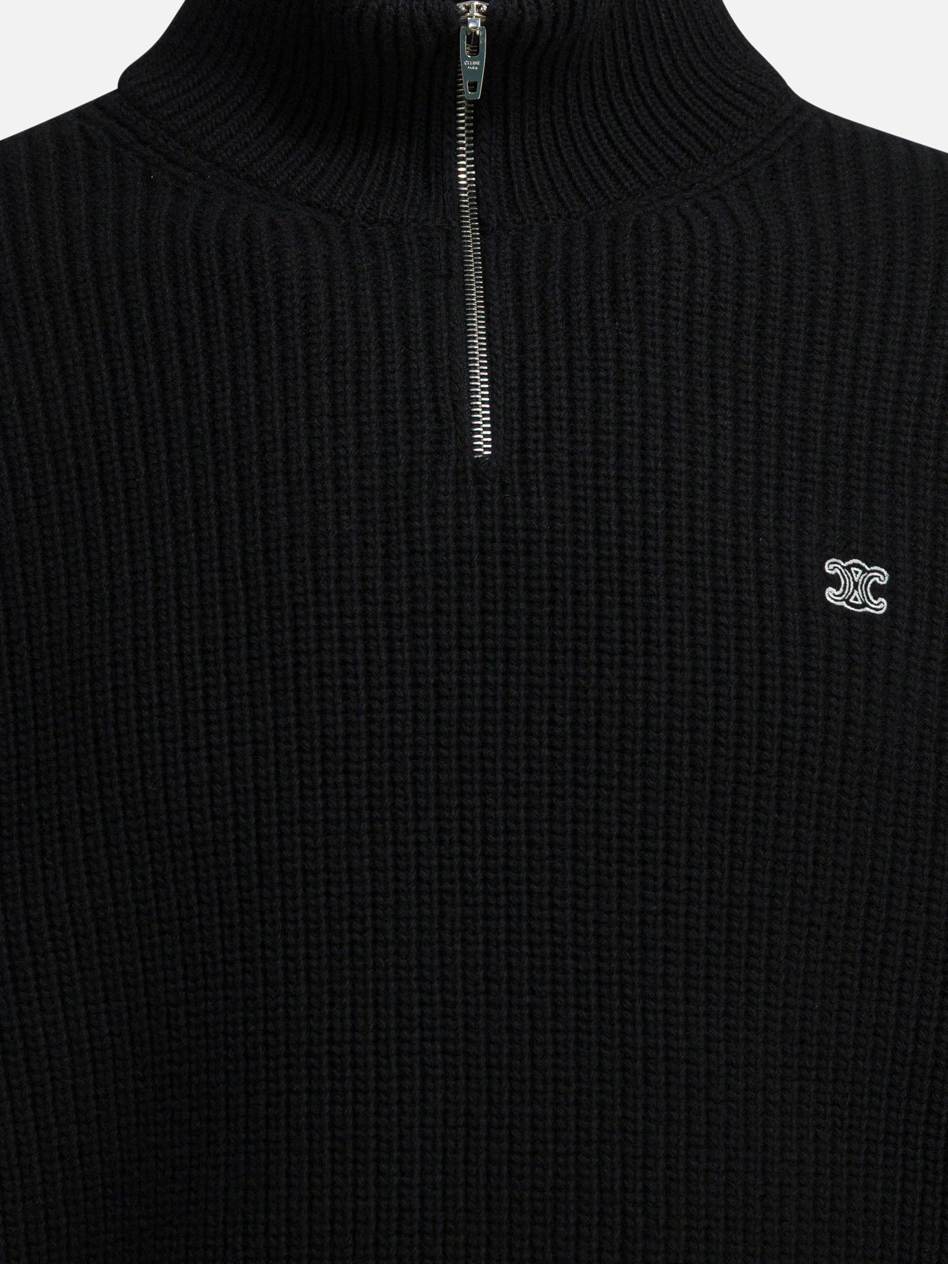 Half zip sweaters 100% wool  Black - Celine Men | PDP | VIETTI Online Store | thumbnail_3