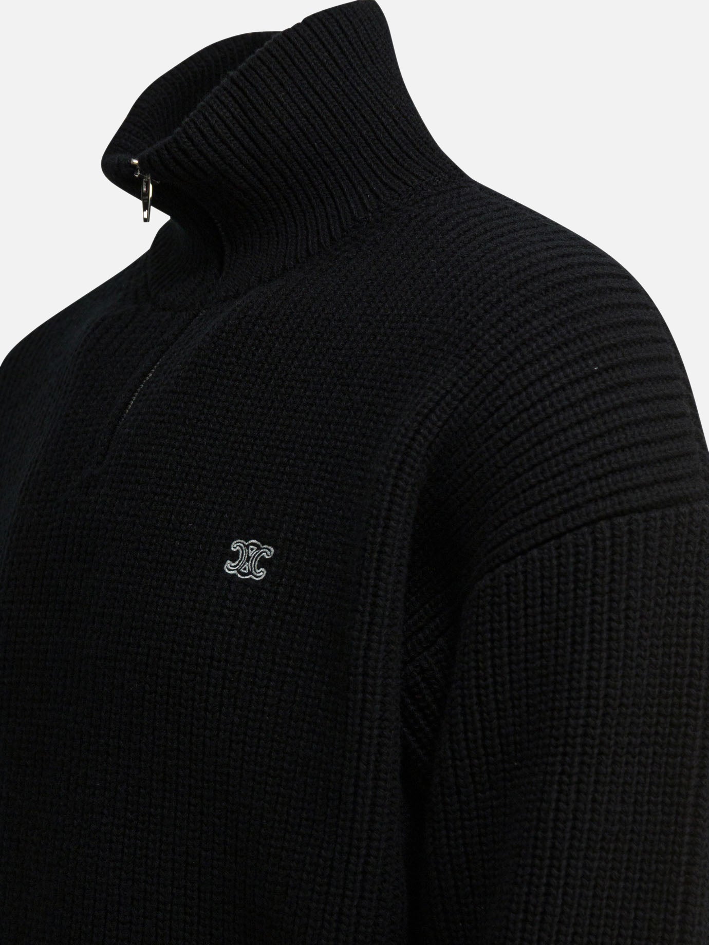 Half zip sweaters 100% wool  Black - Celine Men | PDP | VIETTI Online Store | Zoom-Modal_4

