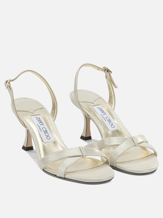 Heeled sandals 86% leather 5% salpa 4% plastic 5% metal - 100% calf  Gold - Jimmy Choo Women | PDP | VIETTI Online Store | 2
