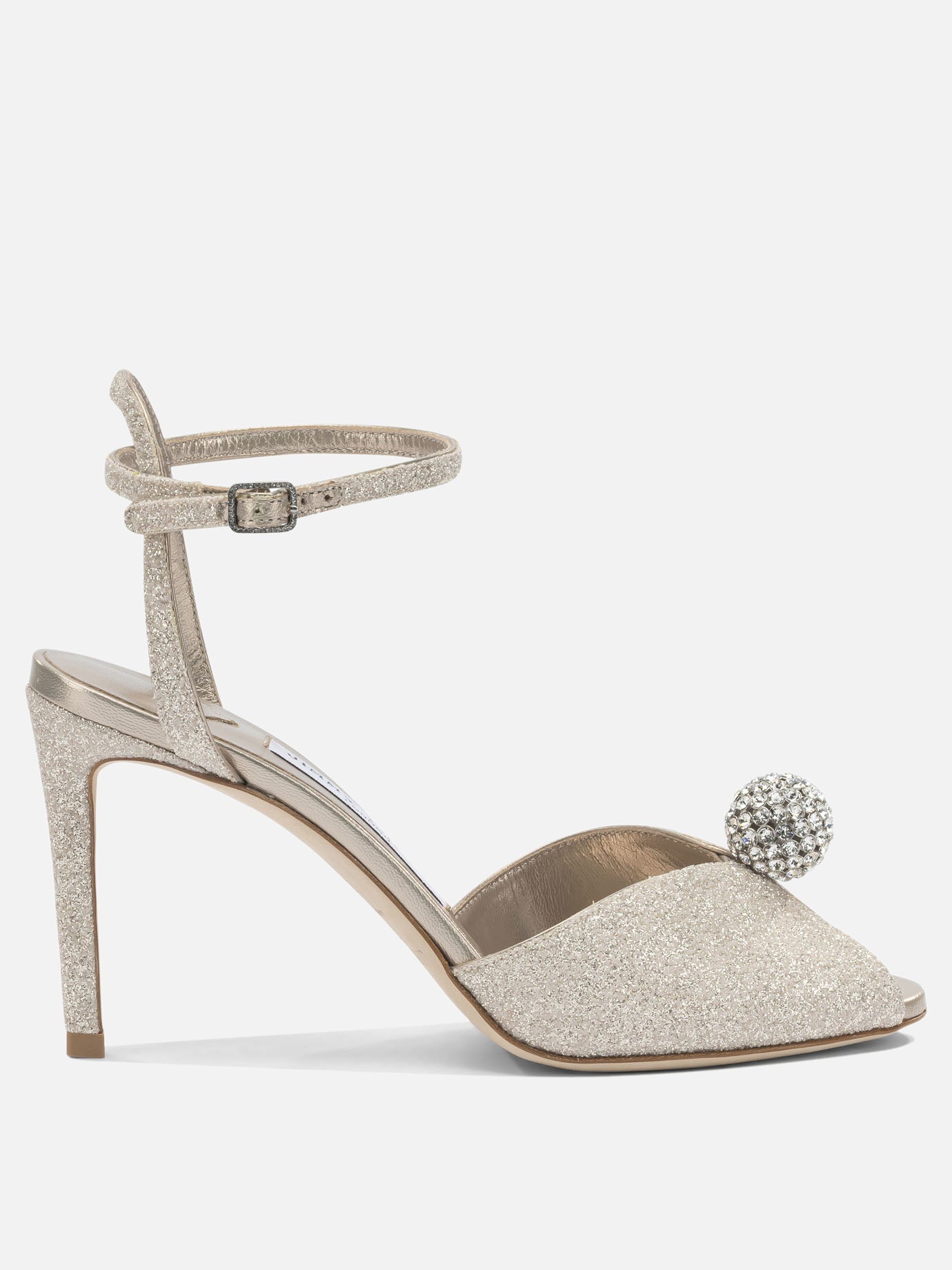 Heeled sandals 59% textile 15% leather 8% crystal 8% metal 5% plastic 5% salpa - 100% calf  Gold - Jimmy Choo Women | PDP | VIETTI Online Store | Zoom-Modal
