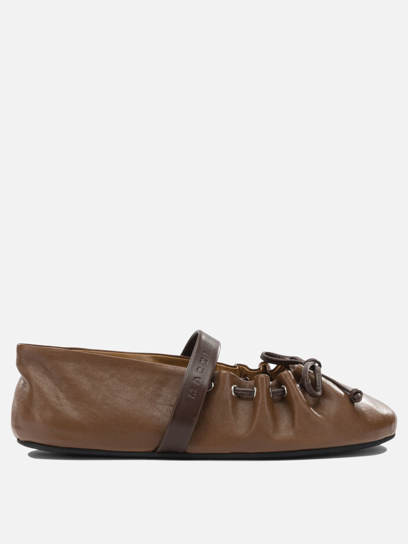 Mary Jane ballet flats 100% ovine leather - 100% rubber  Brown - Marni Women | PDP | VIETTI Online Store | thumbnail