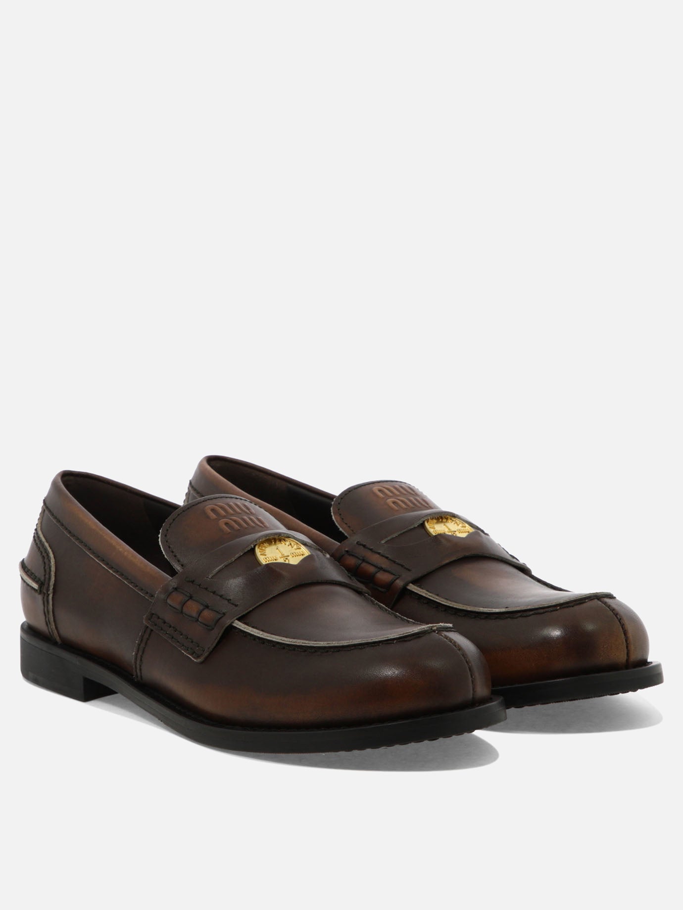 Loafers 100% calf leather  Brown - Miu Miu Women | PDP | VIETTI Online Store | thumbnail_2