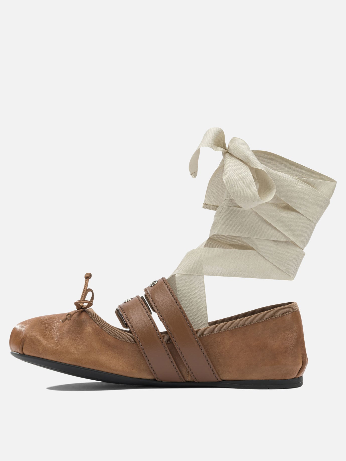 Classic ballet flats 100% lamb leather - 100% calf leather  Brown - Miu Miu Women | PDP | VIETTI Online Store | Zoom-Modal_3
