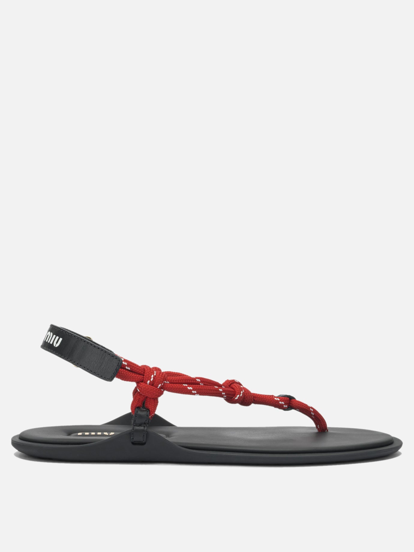 Flat sandals 100% polyester - 100% calf leather  Red - Miu Miu Women | PDP | VIETTI Online Store | Zoom-Modal
