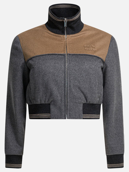 Bomber jackets Logo  Grey - Miu Miu Women | PDP | VIETTI Online Store 
