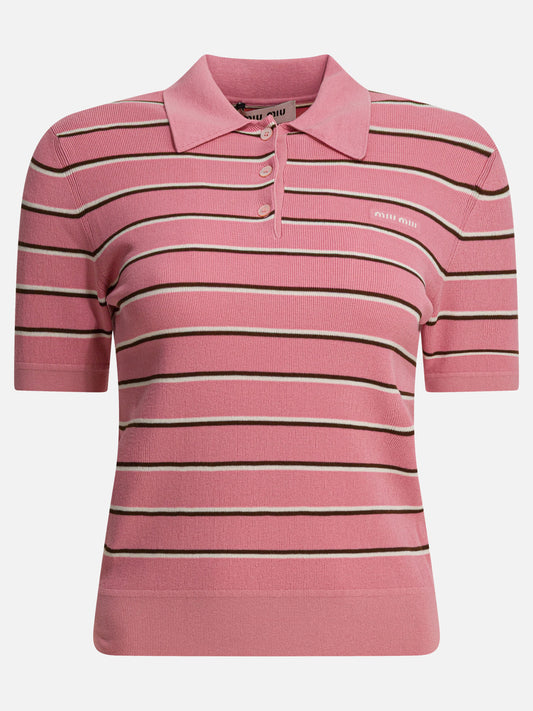Polo shirts with buttons Striped  Pink - Miu Miu Women | PLP | VIETTI Online Store 

