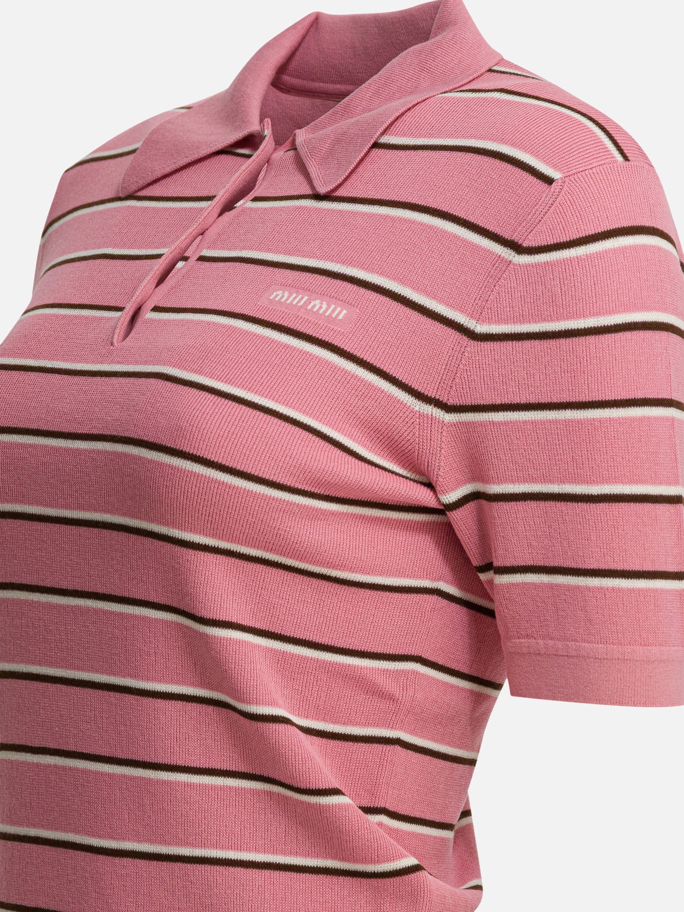 Polo shirts with buttons Striped  Pink - Miu Miu Women | PDP | VIETTI Online Store | thumbnail_4