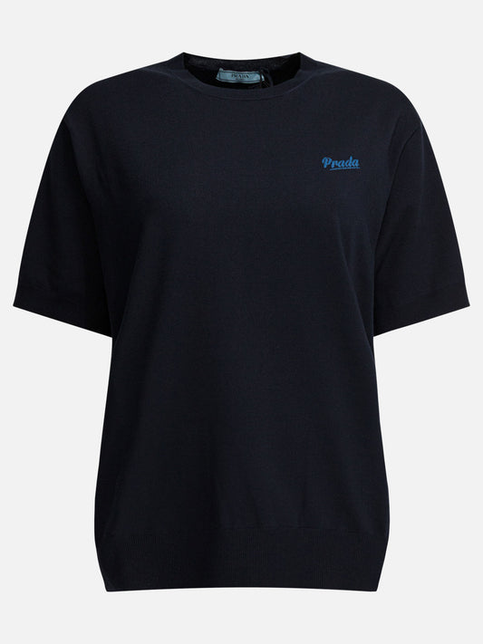 Crewneck t-shirts Logo  Blue - Prada Women | PDP | VIETTI Online Store 
