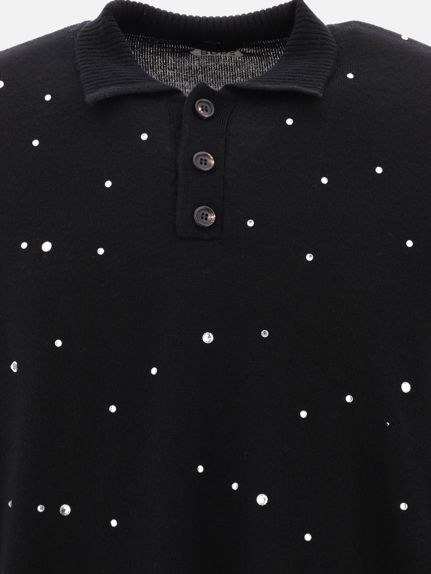 Polo shirts with buttons 100% merino wool  Black - Bode Men | PDP | VIETTI Online Store | thumbnail_3