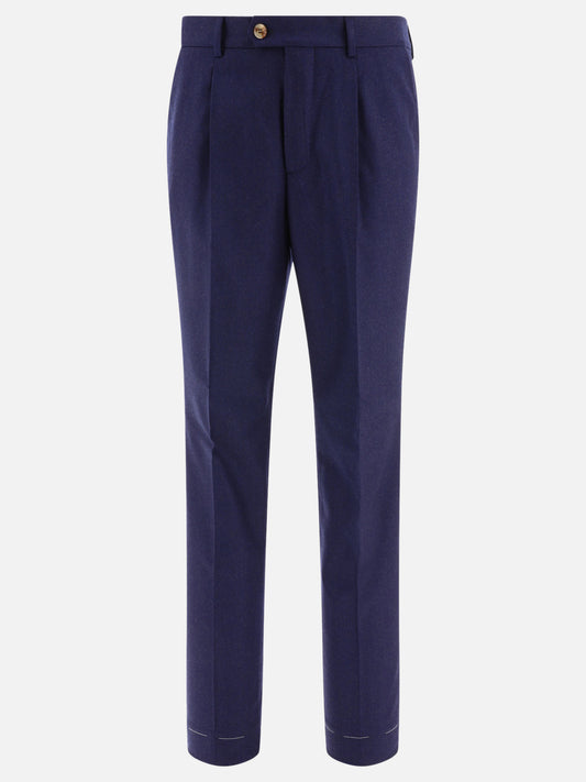 Tailored trousers 100% virgin wool  Blue - Brunello Cucinelli Men | PLP | VIETTI Online Store 
