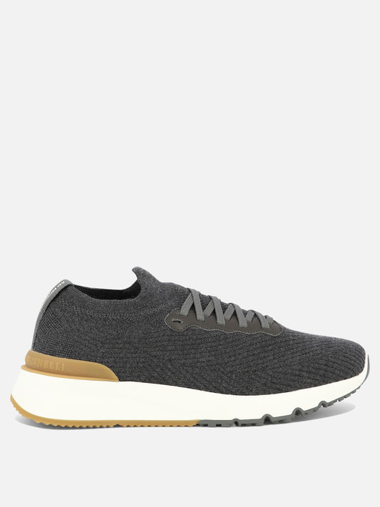 Low top sneakers 100% lana - 100% gomma  Grey - Brunello Cucinelli Men | PLP | VIETTI Online Store 
