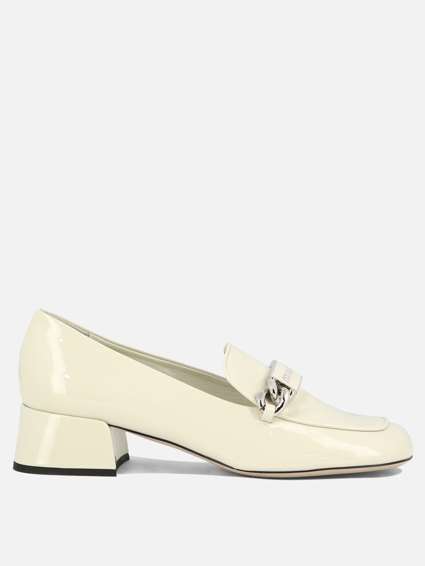 Loafers 100% pelle verniciata - 100% cuoio  White - Miu Miu Women | PDP | VIETTI Online Store | thumbnail