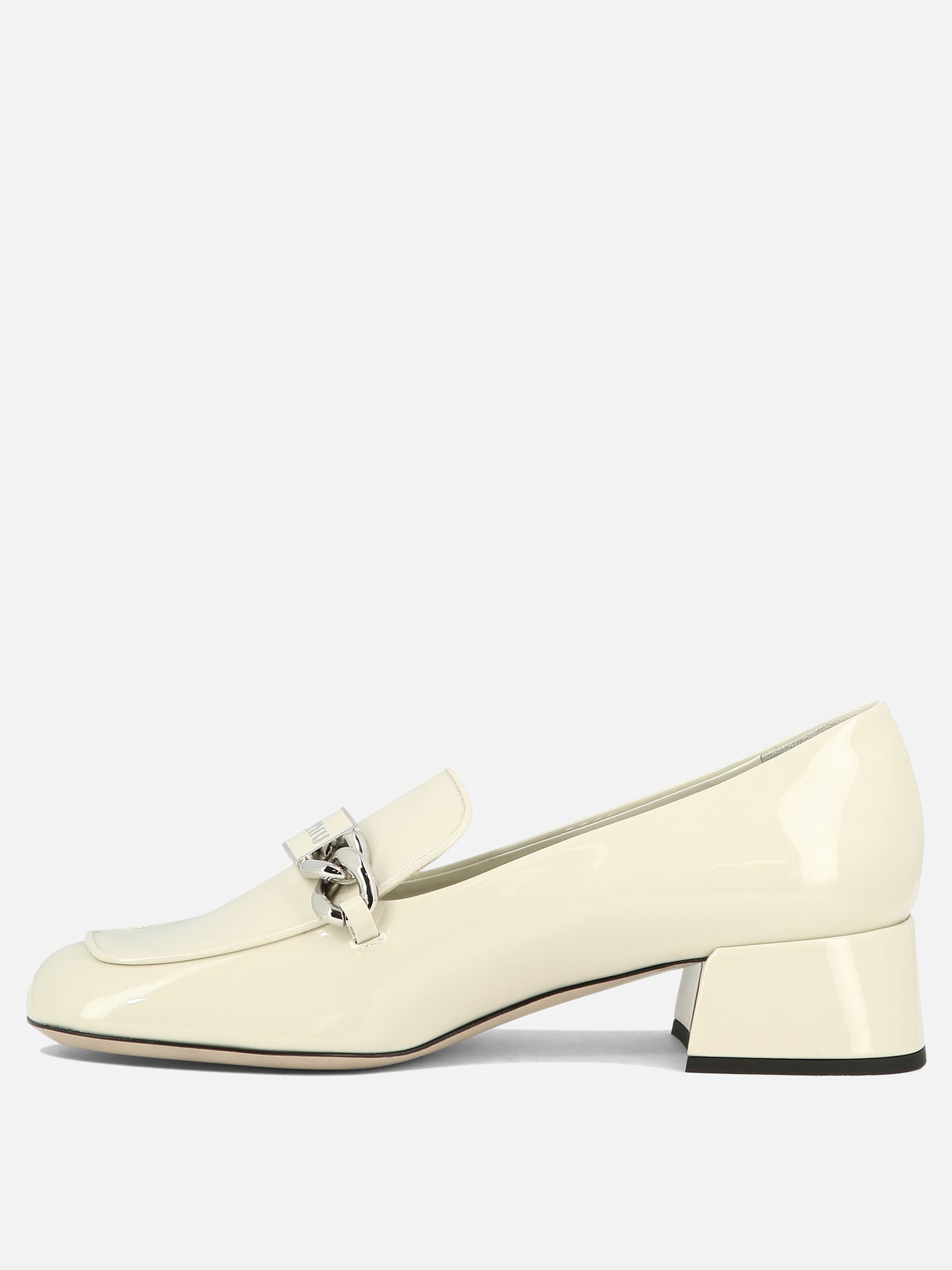Loafers 100% pelle verniciata - 100% cuoio  White - Miu Miu Women | PDP | VIETTI Online Store | thumbnail_3