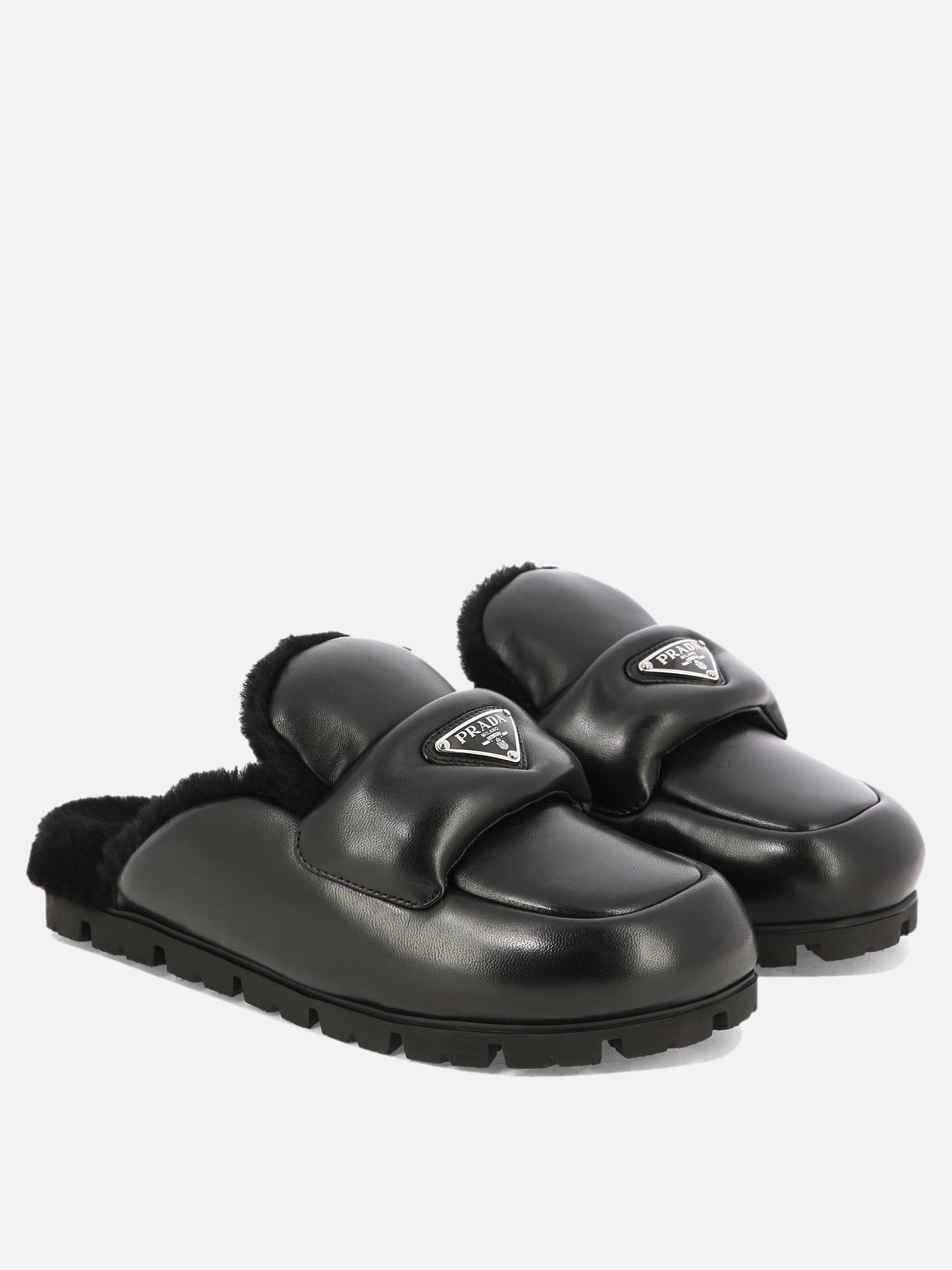 Slippers 100% pelle di agnello - 100% gomma  Black - Prada Women | PDP | VIETTI Online Store | Zoom-Modal_2
