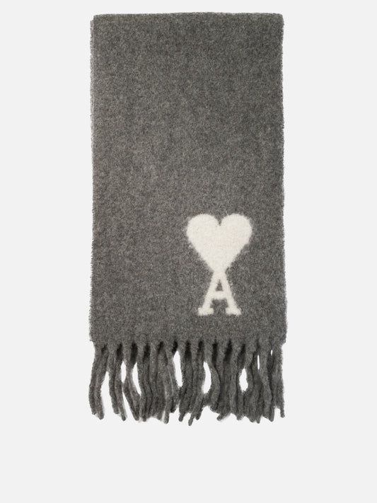 Ami Paris "Ami De Coeur" scarf Grey