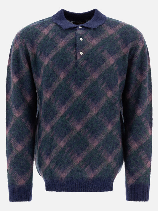 Beams Plus Shaggy knit polo shirt 16475720_S Blue 1
