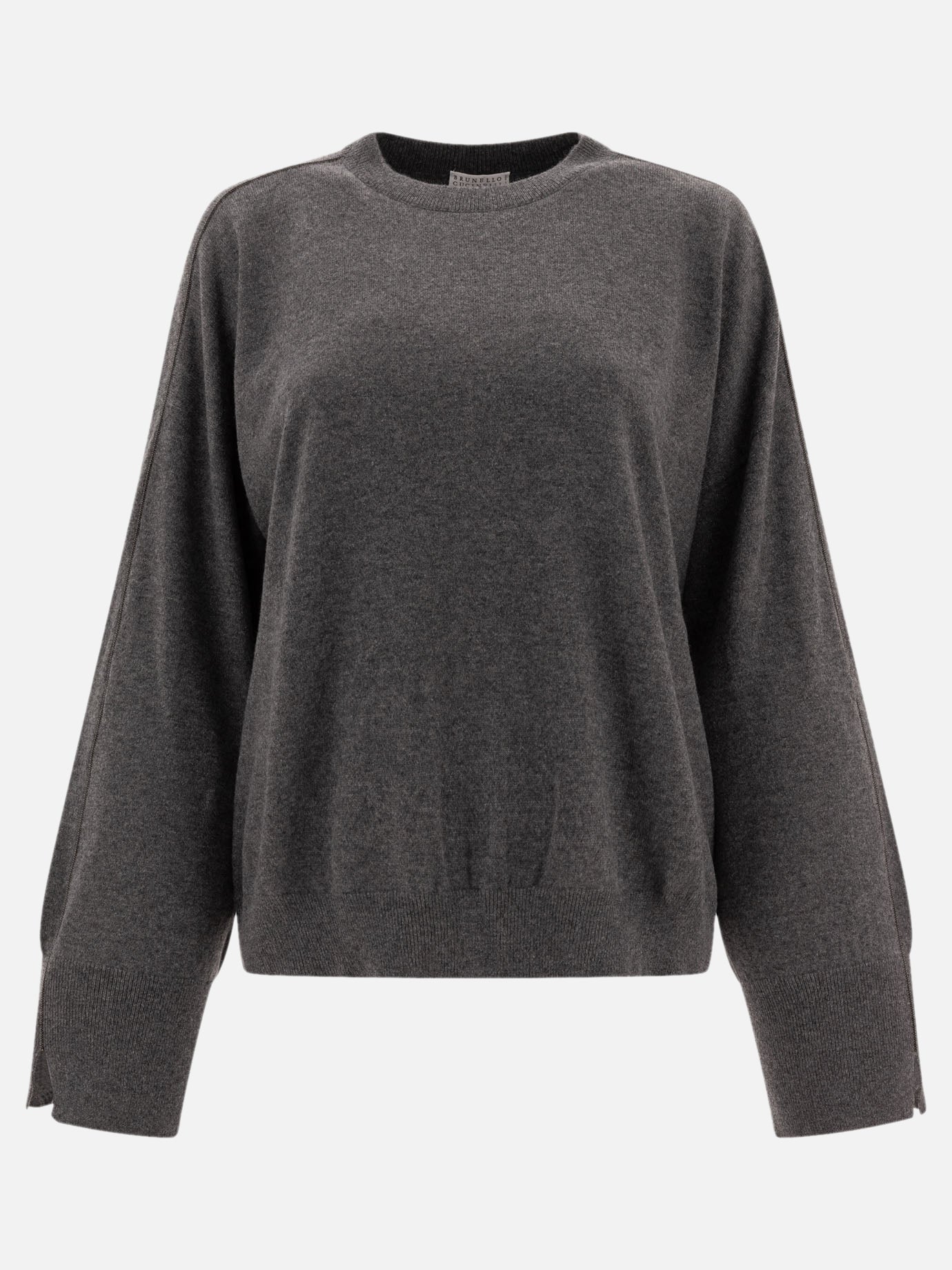 Brunello Cucinelli Cashmere sweater with monili Grey