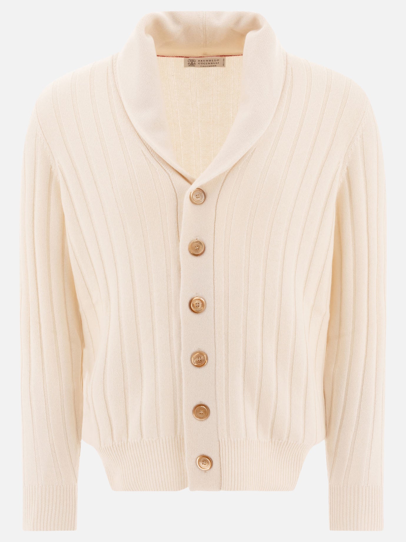 Brunello Cucinelli Cashmere flat rib cardigan Beige