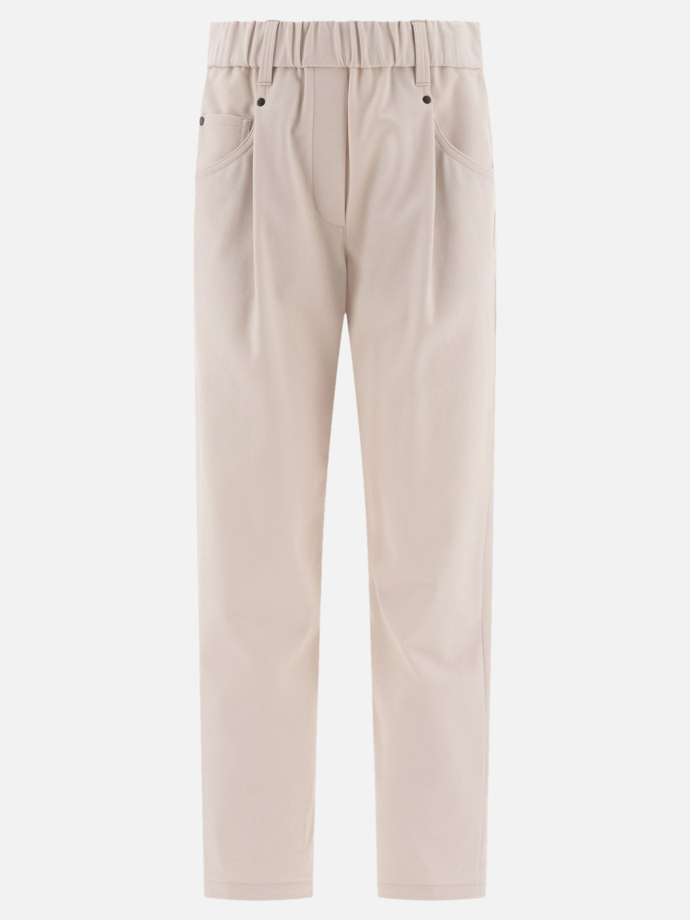 Brunello Cucinelli "Shiny Bartack" baggy trousers White