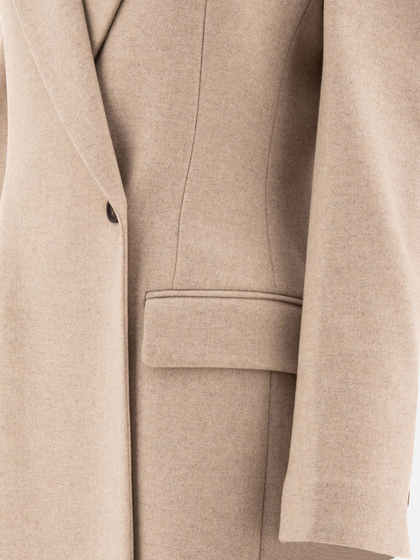 Brunello Cucinelli Lightweight wool cloth coat with monili Beige