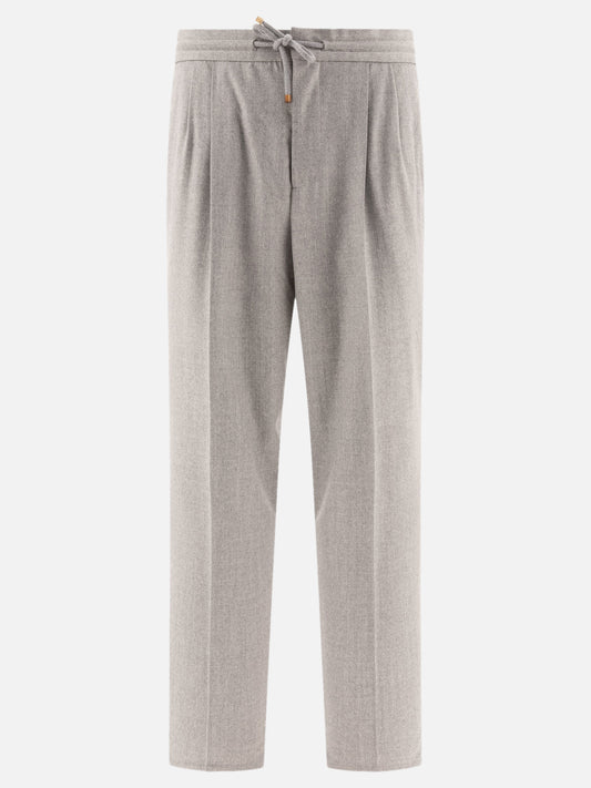 Brunello Cucinelli Trousers with drawstring and double pleats Grey