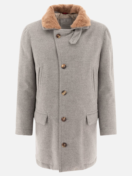 Long coats Solid colour  Grey - Brunello Cucinelli Men | PLP | VIETTI Online Store 
