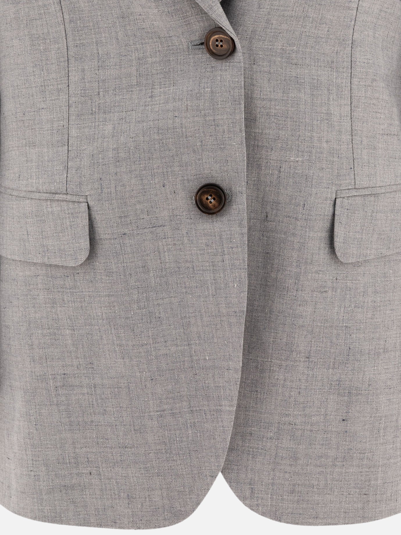 Brunello Cucinelli Linen and wool canvas blazer with monili Grey